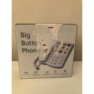 Big Button Corded Phone Loud Ringer Picture  Speed Dial Memory Handsfree NEW